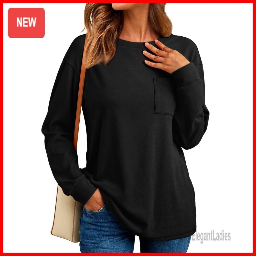 Oversized Crewneck Sweatshirt Long Sleeve T-Shirt Fall Winter Top